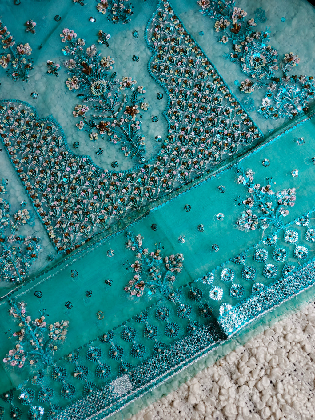 Unsttiched 3pc Net handworked