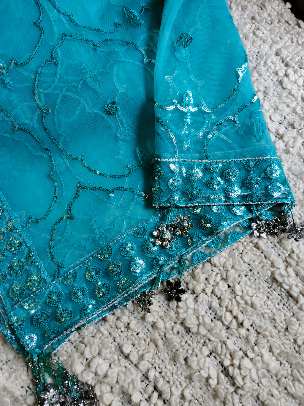 Unsttiched 3pc Net handworked