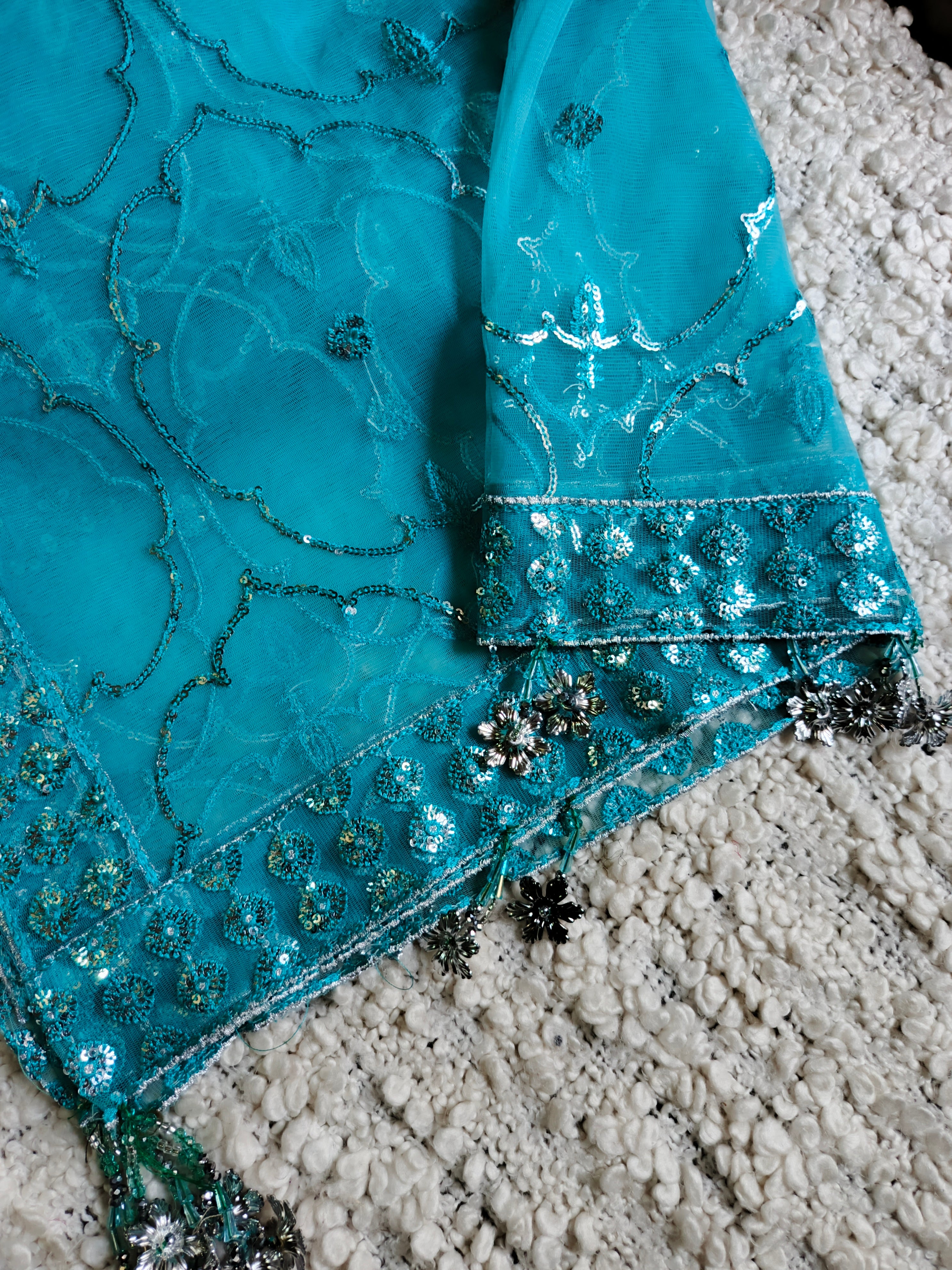 Unsttiched 3pc Net handworked