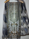 Unsttiched Organza Handworked 3pc