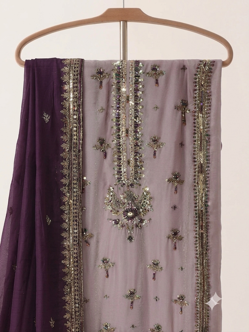 Unsttiched Chifoon Handworked 3pc