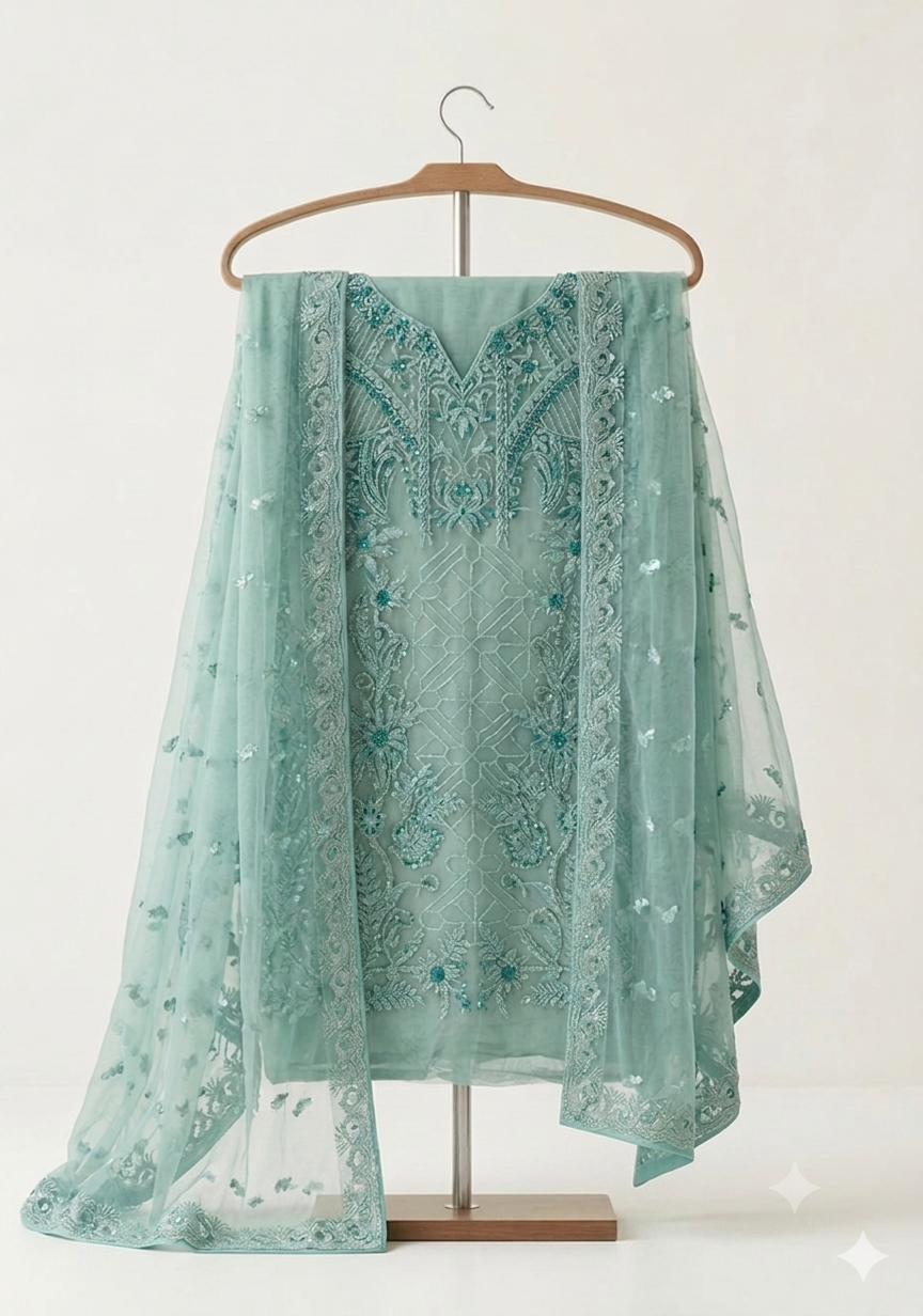 Unsttiched Net Embrioded handworked