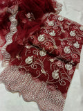 Unsttiched Net Cutt dana worked 3pc