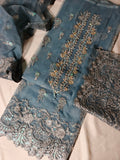 Unsttiched Organza Embriodery handworked 3pc